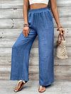 Mid Waist Elastic Wide Leg Pants for Women