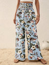 Printed Elastic Waist Wide Leg Pants