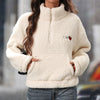 Plush Loose Half-Zip Stand Collar Sweater