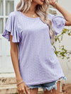 Women’s Hollow Out Ruffle Sleeve Casual T-Shirt