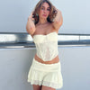 Collage Lace See-Through Wrapped Chest Ultra Short Double Layer Dress