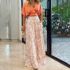 V-neck Short Shirt Top Suit Printed Office Wide Leg Pant Set