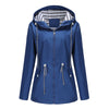 Hooded Waterproof Striped Trench Coat