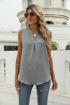 Solid Color Chiffon Sleeveless Pullover Shirt