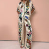 Multicolor Print Elastic Waist Wide-Leg Pants Set