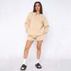 Solid Cotton Pullover Sweater Shorts Set