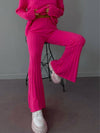 High Neck Ribbing Knitting Set Women Pullover Sweater Pants Woolen Two-Piece Set