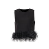 Hepburn Design Ostrich Feather Patchwork Solid Color Top