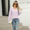 Women’s Contrast Lapel Long Sleeve Loose Fit Top