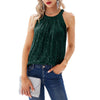 Summer Solid Color Sequined Halter Camisole Top