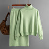 Solid Color Turtleneck Sweater Sheath Skirt Set