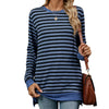 Contrast Color Striped Long Sleeve Loose Fitting T-Shirt