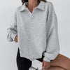 Loose Casual Lantern Sleeve Polo Sweater