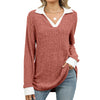 Women’s Contrast Lapel Long Sleeve Loose Fit Top