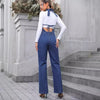 Casual High Waist Straight Leg Denim Jumpsuit