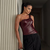 Oblique Sleeveless Leather Waist-Tight Top