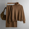 Solid Color Turtleneck Sweater Sheath Skirt Set