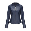 Slim Stand Collar Leather Motorcycle Jacket