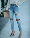 Ripped Slimming Cropped Jeans for Women