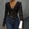 Lace Stitching Solid Color Long Sleeve One-Piece