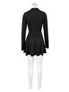 Tight Fitting Cinched Long Sleeve Flare Skirt Two Piece Set with Safety Pants