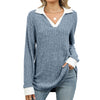 Women’s Contrast Lapel Long Sleeve Loose Fit Top