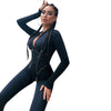 Sexy Sports Leather Ribbon Zipper Jumpsuit