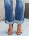 Urban Casual Washed-Out Straight Leg Denim Trousers for Women