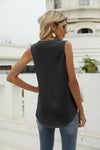 Solid Color Chiffon Sleeveless Pullover Shirt