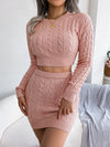 Casual Twist Cropped Sweater and Hip Skirt Set