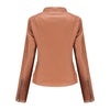 Slim Stand Collar Leather Motorcycle Jacket