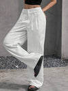 Casual High Waist Stitching Straight Leg Work Pants