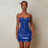 Backless Leather Tube Top Bodycon Dress