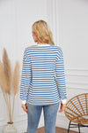 Striped Round Neck Long Sleeve Casual Sweatshirt for Women