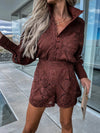 Casual Summer Solid Color Lace Shorts Suit