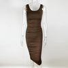 Solid Color Backless Sleeveless Pleated Dress