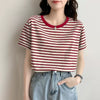 Green Striped Cotton T-Shirt