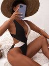 Criss Cross Color Block One-Piece Swimsuit