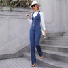 Casual High Waist Straight Leg Denim Jumpsuit