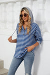 Striped Color Block Hooded Sweatshirt Women