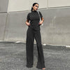 Slimming T-Shirt & High-Waist Pleated Wide-Leg Pants Set