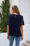 Elegant Round Neck Lace Chiffon Blouse for Women