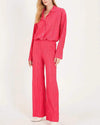 Solid Color Textured Loose Slimming Pleated Casual Suit