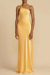 Slim Fit One-Shoulder Satin Party Dress