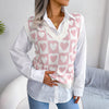 College Heart Knitted Vest Sweater