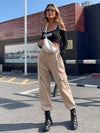 Solid Color High Waist Denim Overalls for Women