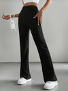 Solid Color Ribbed Knit Bell Bottom Pants