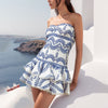 Embroidered Ruffled Tube Top Short Dress for Women