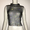 Luxury Rhinestone Turtleneck Vest