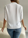 V-Neck Lace Short Sleeve Chiffon Top for Women